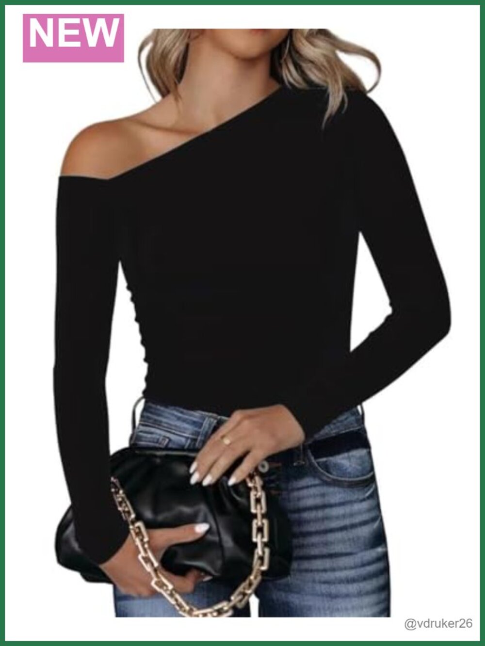 Off Shoulder Asymmetrical Long Sleeve Top Rayon Spandex Slim Fit